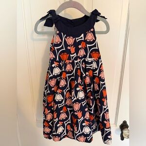 Janie and Jack Navy Floral Tie-Shoulder Sundress with Red and Pink Flowers